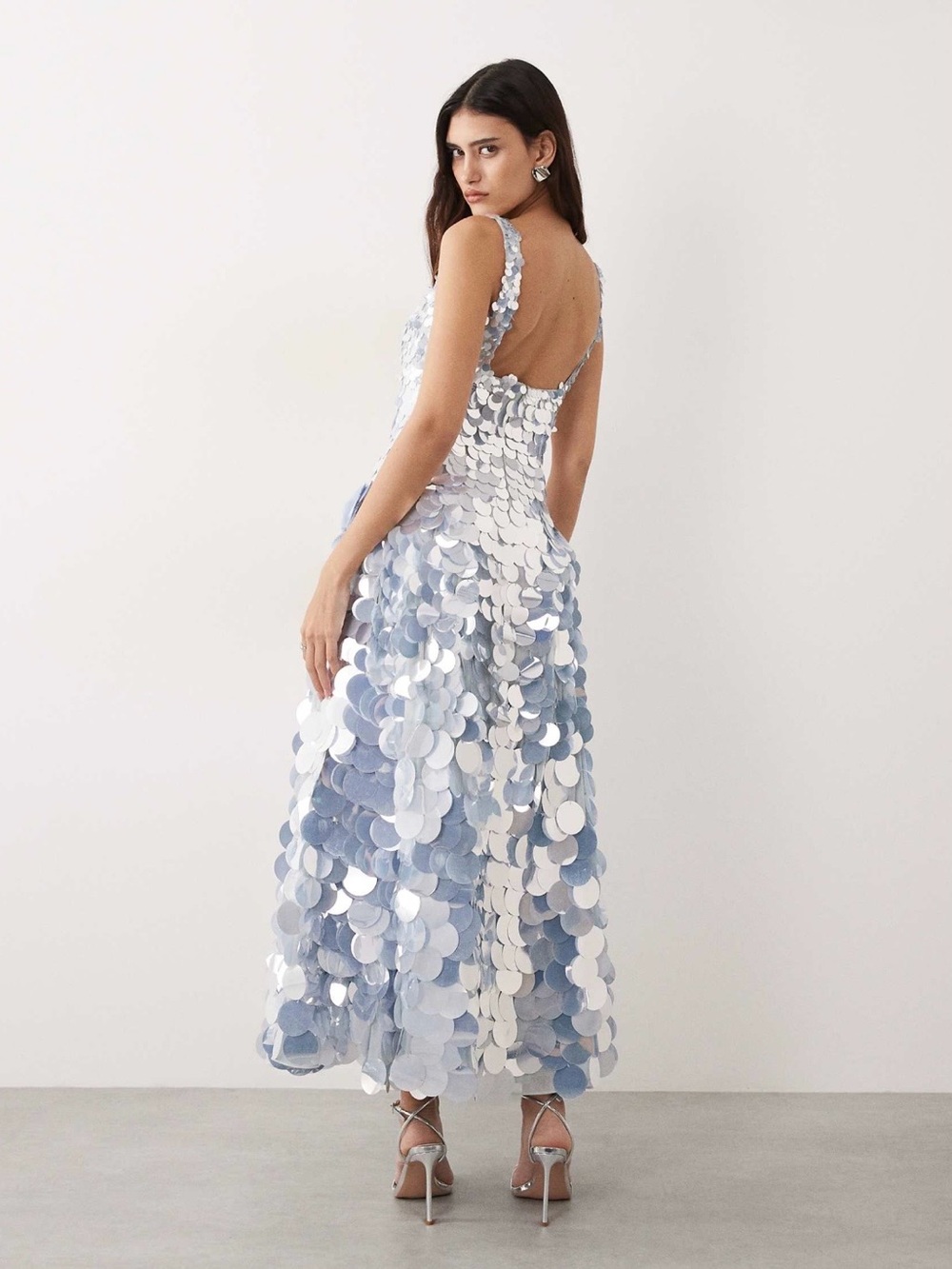 ASOS arranged embellished sequin dress in icy blue - Picture 3 of 3